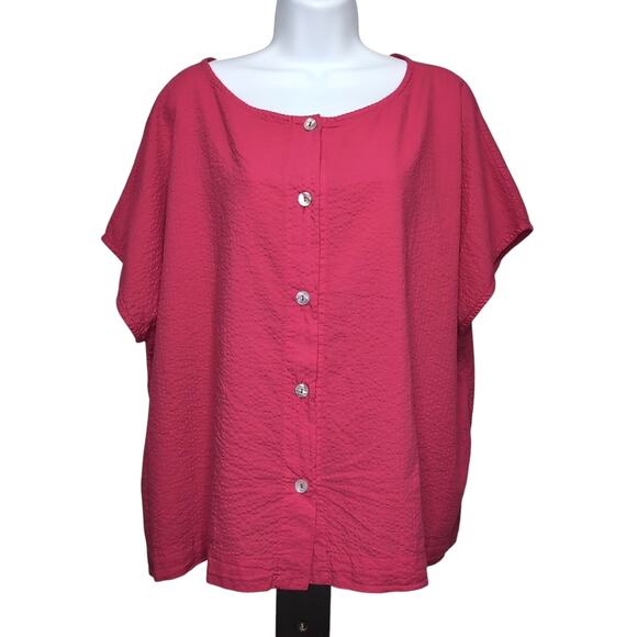 Bryn Walker Bessie Shirt Size XXL Lantana Pink Button Front Lagenlook NEW NWT - Picture 2 of 16